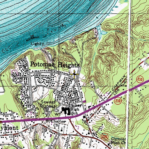 Topographic Map of Potomac Heights Baptist Church, MD