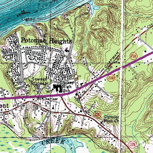 Topographic Map of Potomac Heights Company 7 Fire Station, MD
