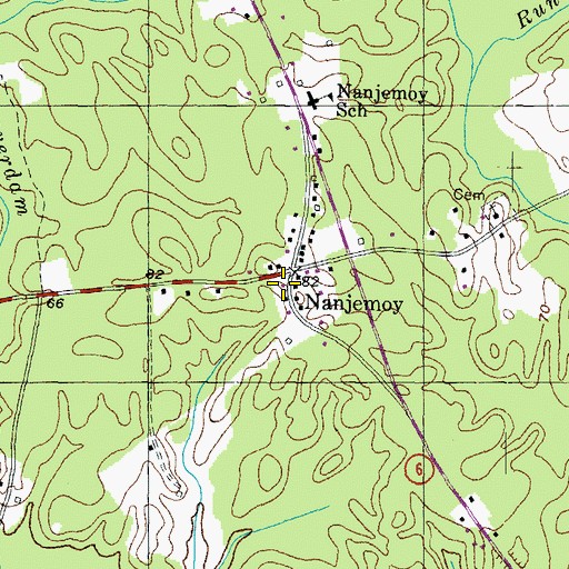 Topographic Map of Nanjemoy Post Office, MD