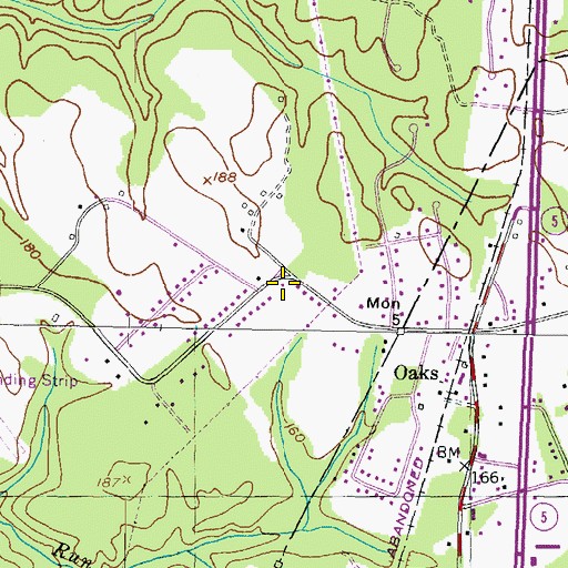 Topographic Map of Oak Estates, MD