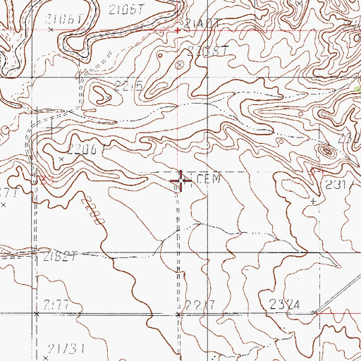 Topographic Map of Old Redstone Cemetery, MT