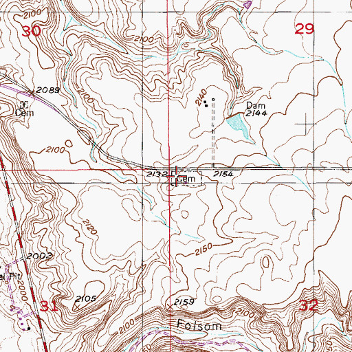 Topographic Map of Antelope Creek Cemetery, MT