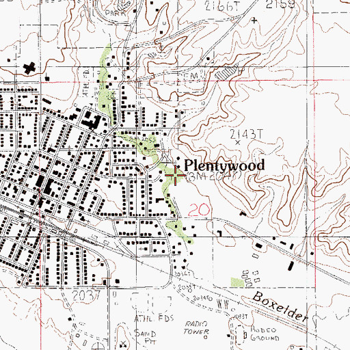 Topographic Map of First Baptist Church - Plentywood, MT