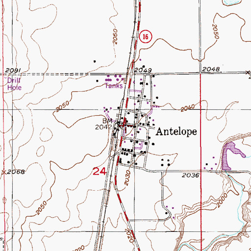 Topographic Map of Antelope School (historical), MT
