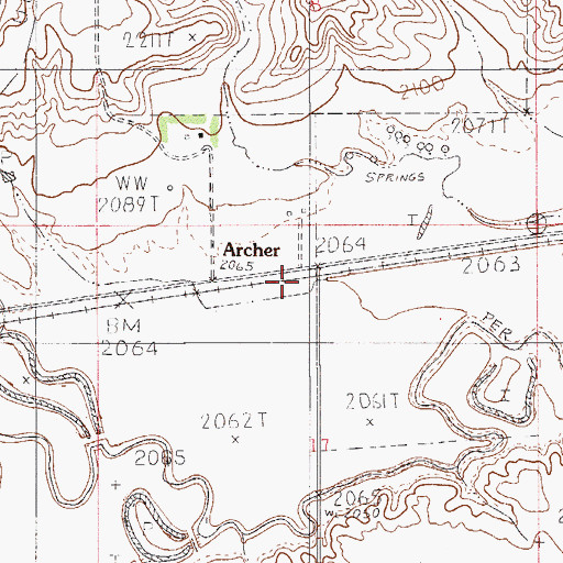 Topographic Map of Archer Post Office (historical), MT