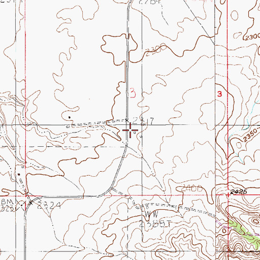 Topographic Map of Hendrickson School (historical), MT