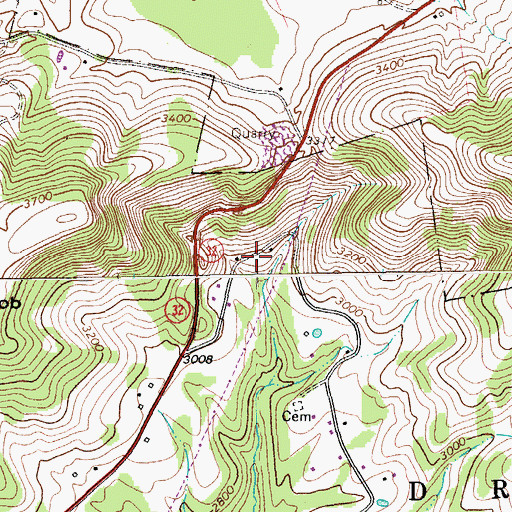 Topographic Map of Lee Huffman Spring, WV
