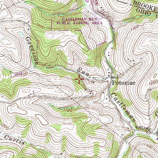 Topographic Map of Harden Spring, WV