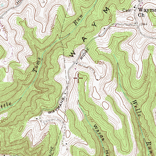 Topographic Map of Oscar T Magers Spring, WV