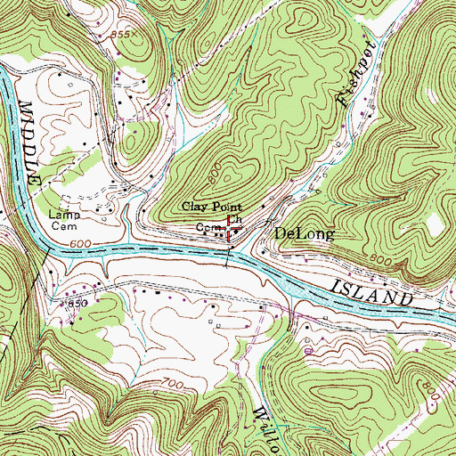 Topographic Map of Clay Point Cemetery, WV