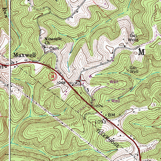 Topographic Map of Ninemile School (historical), WV