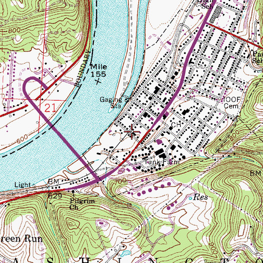 Topographic Map of Saint Marys Church of the Nazarene, WV