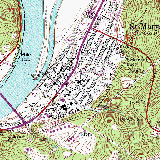 Topographic Map of Saint Marys Elementary School, WV