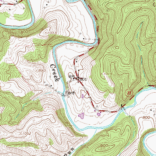 Topographic Map of Akron, WV