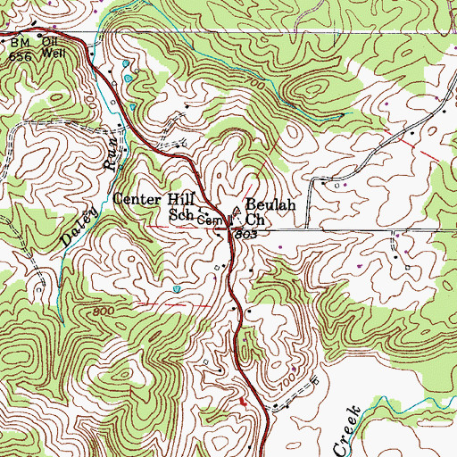Topographic Map of Beulah Hill, WV
