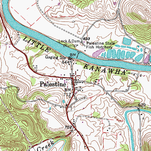 Topographic Map of Palestine Post Office, WV