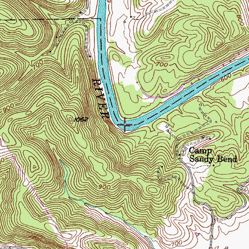 Topographic Map of Sandy Bend, WV