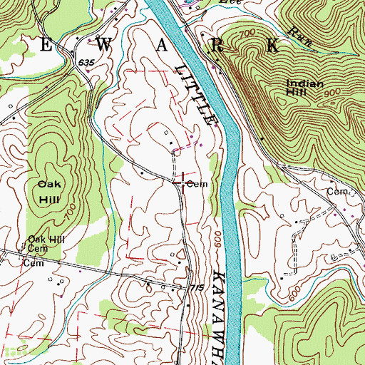 Topographic Map of Wells-Seaton Cemetery, WV