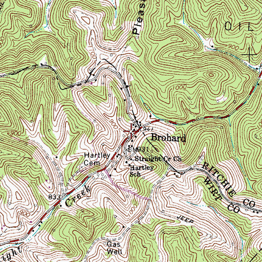 Topographic Map of Brohard Post Office, WV