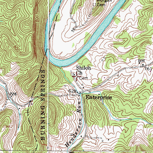 Topographic Map of Shiloh Cemetery, WV