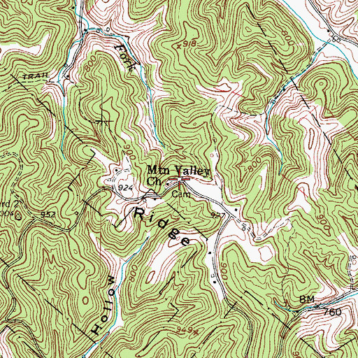 Topographic Map of Mountain Valley Cemetery, WV