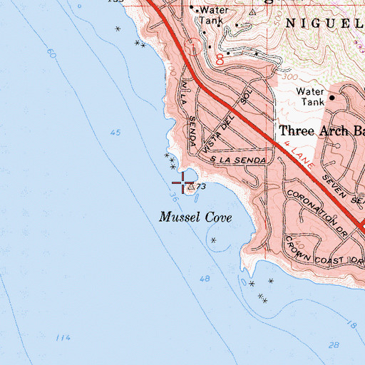 Topographic Map of Three Arches, CA