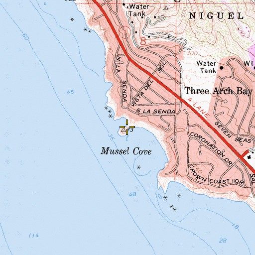 Topographic Map of Three Arches, CA