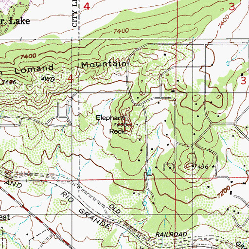 Topographic Map of Elephant Rock Arch, CO