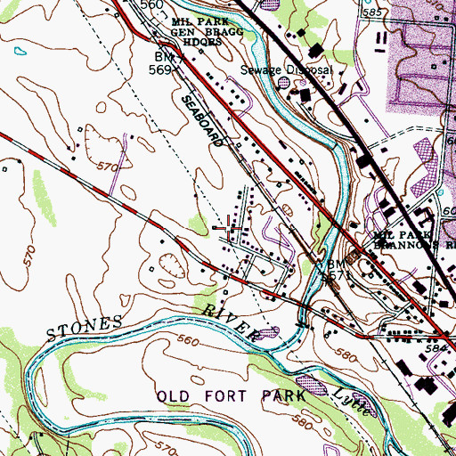 Topographic Map of Battery Cruft (historical), TN