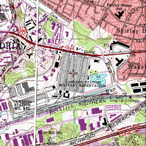 Topographic Map of Cameron Station Military Reservation (historical), VA