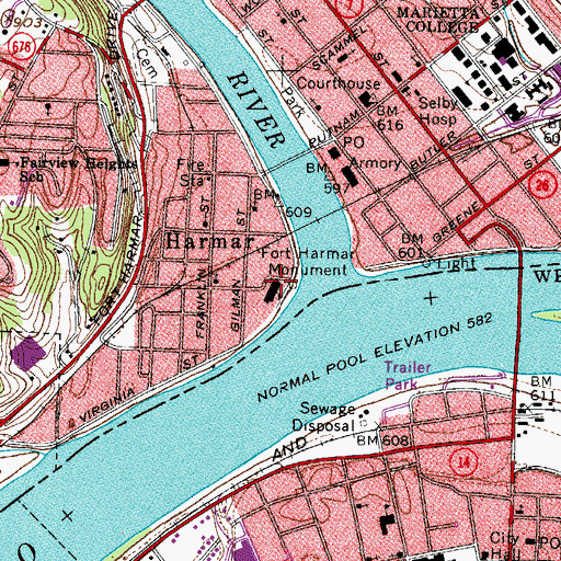 Topographic Map of Fort Harmer (historical), OH