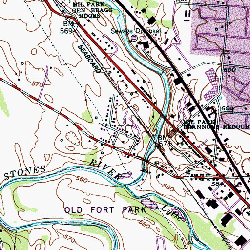 Topographic Map of Redoubt Scofield (historical), TN