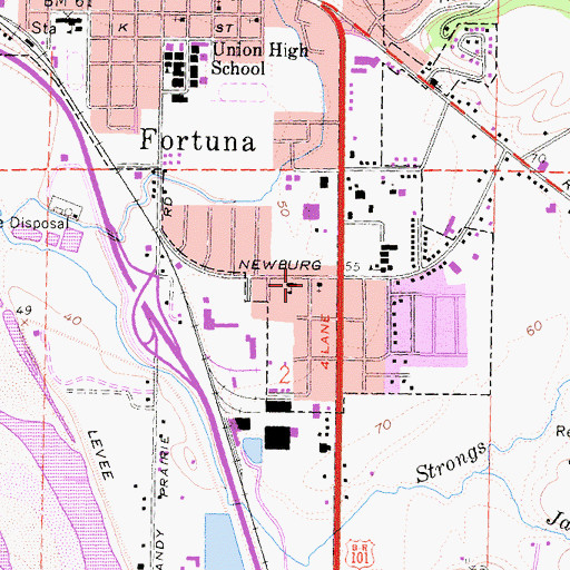 Topographic Map of Calvary Christian Church, CA