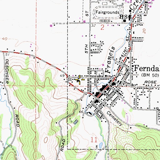 Topographic Map of Ferindale Elementary School, CA