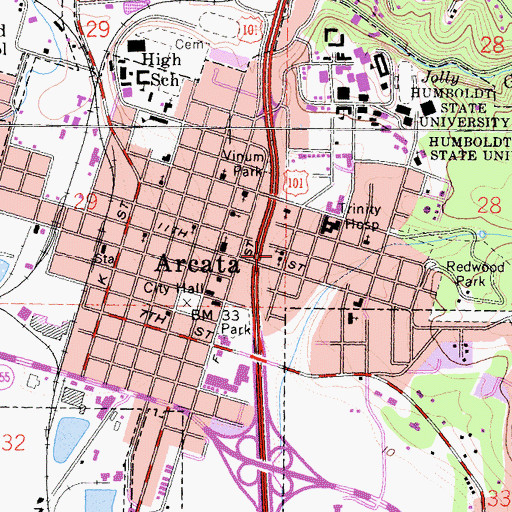 Topographic Map of First Church of God, CA