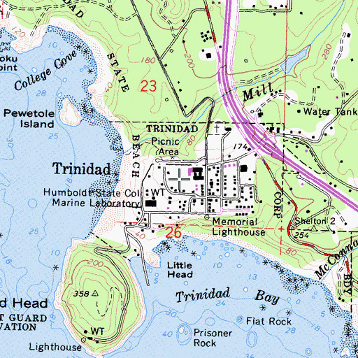 Topographic Map of Trinidad Elementary School, CA