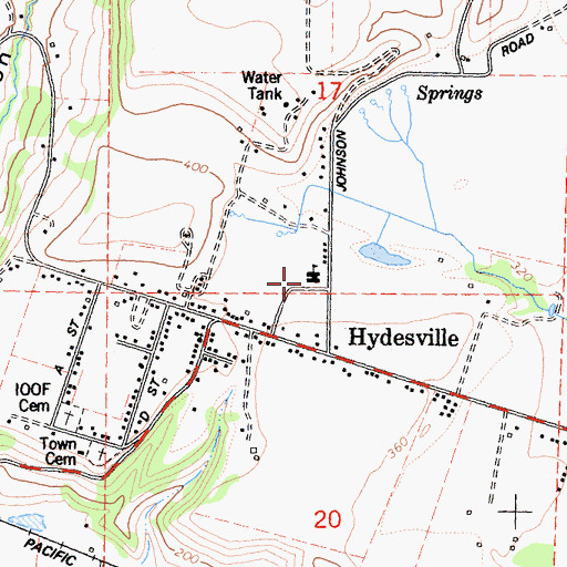 Topographic Map of Hydesville Elementary School, CA
