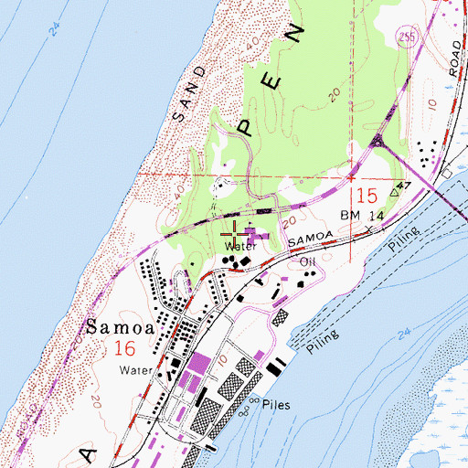 Topographic Map of Peninsula Union Elementary School, CA