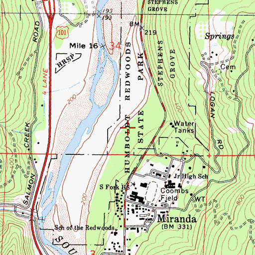 Topographic Map of Stephens Grove Loop Trail, CA