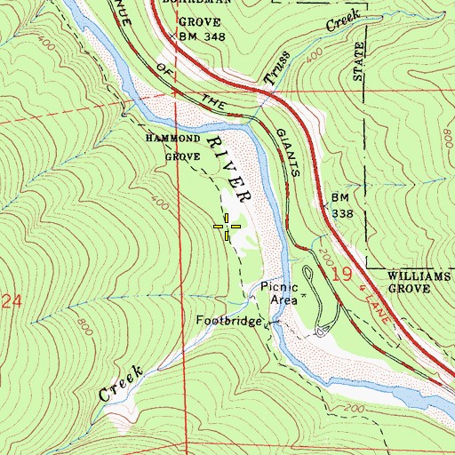 Topographic Map of Williams Grove Trail, CA