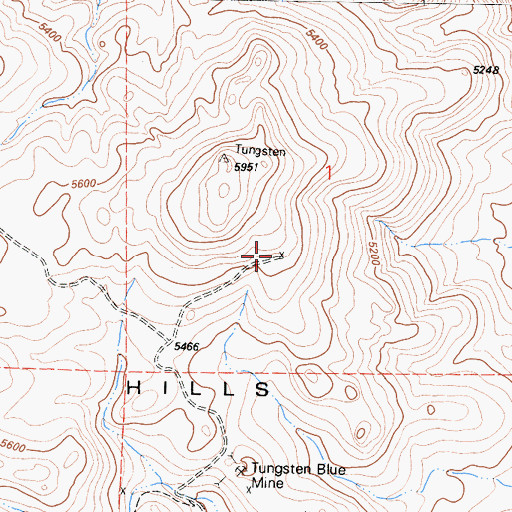 Topographic Map of Tungsten Peak Prospect, CA