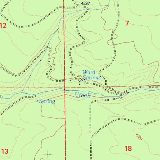 Topographic Map of Ward Springs, CA