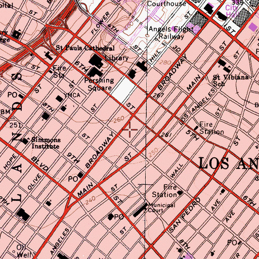 Topographic Map of Los Angeles Stock Exchange Building, CA