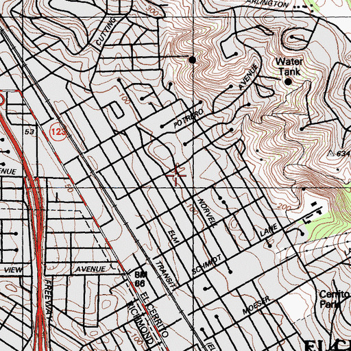 Topographic Map of Castro Park, CA
