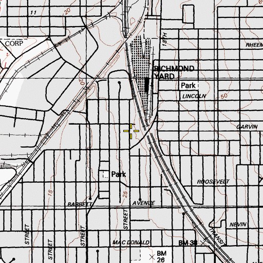 Topographic Map of Lucas Park, CA