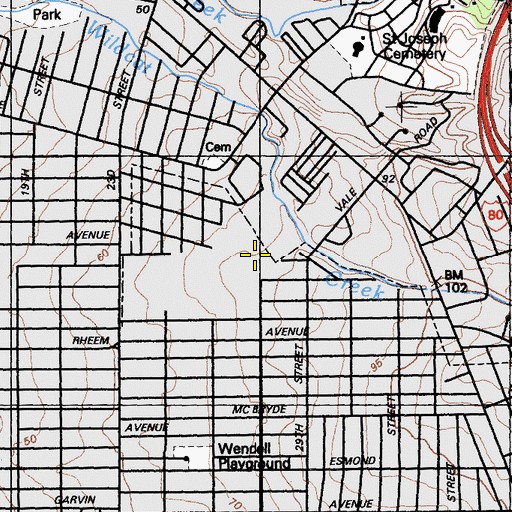 Topographic Map of Salesian High School, CA
