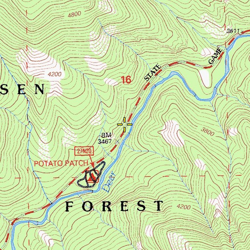 Topographic Map of Potato Patch, CA