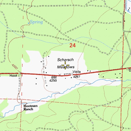 Topographic Map of Scharsch Meadows, CA