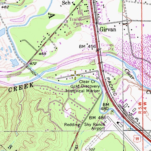 Topographic Map of Redding Rancheria, CA