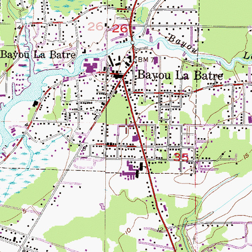 Topographic Map of Bayou La Batre Post Office, AL